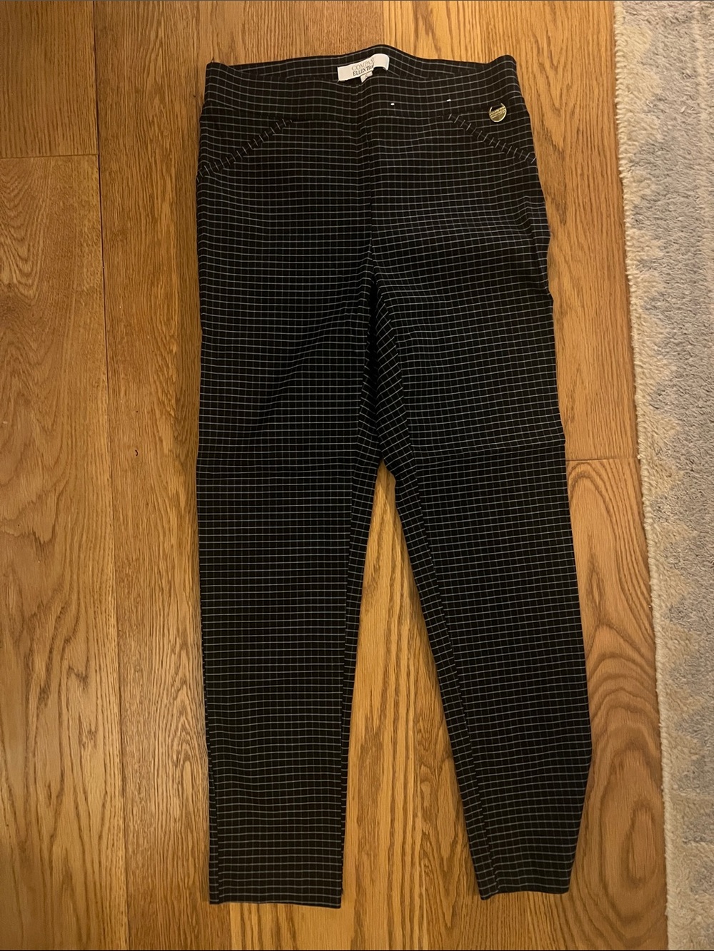 Ellen Tracy Black Pants with White Windowpane Grid